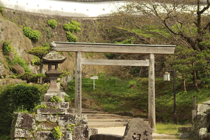 臼杵城跡 石碑と桜