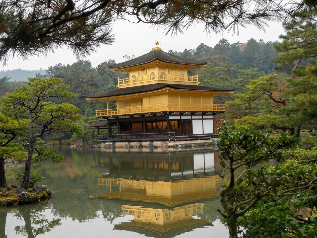 池に映る金閣寺